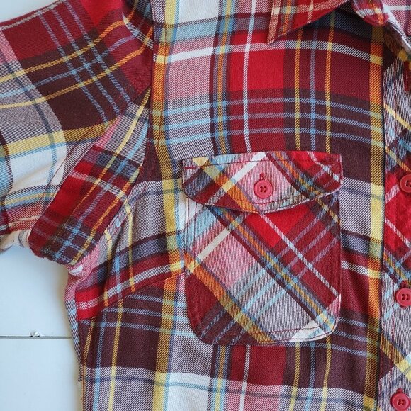 Duluth Free Swingin Red Plaid Flannel Button Up Shirt Cabincore Workwear Small - Picture 5 of 8